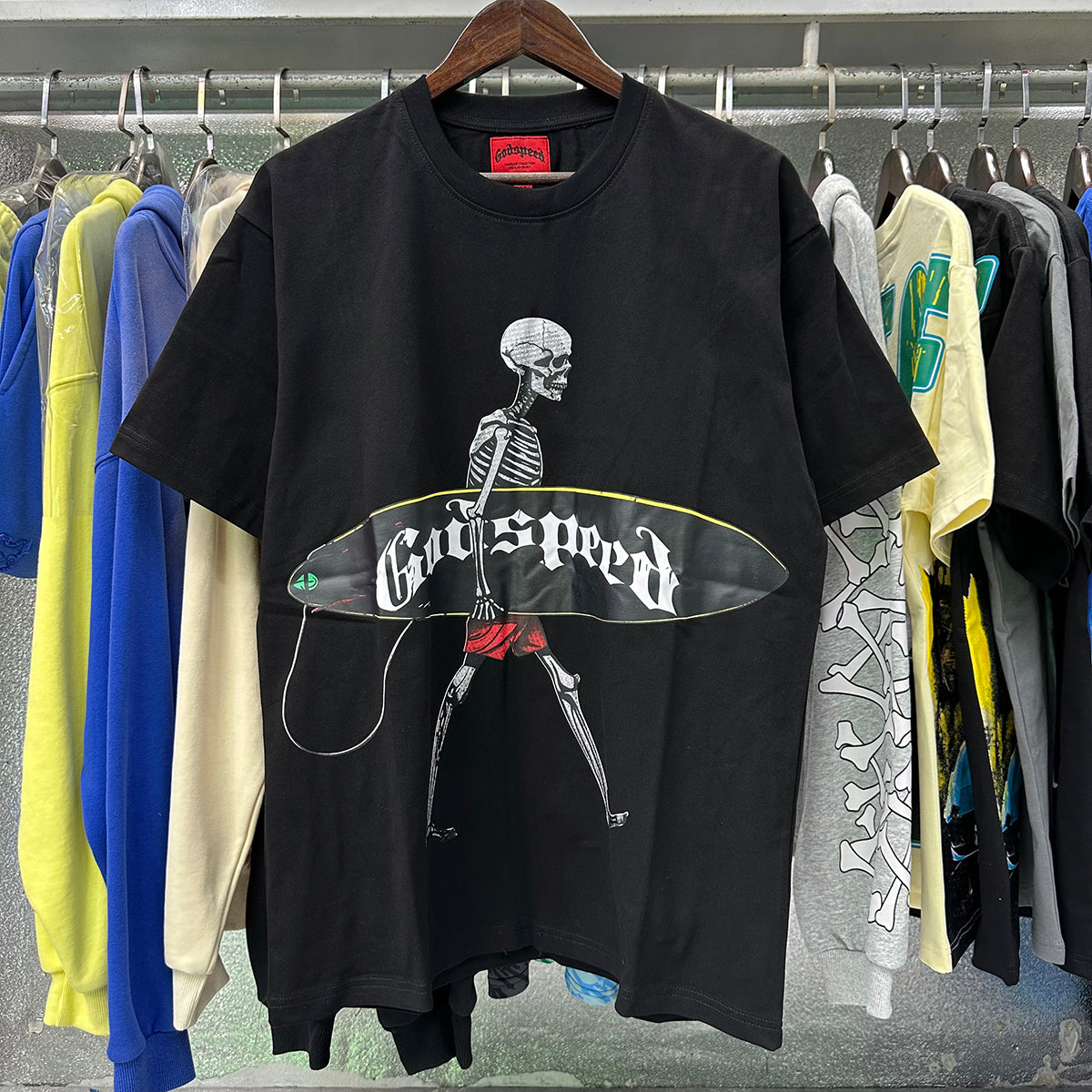 Godspeed T-shirts Skateboard Skull Junior Print Cotton Casual Short Sleeve Men and Women