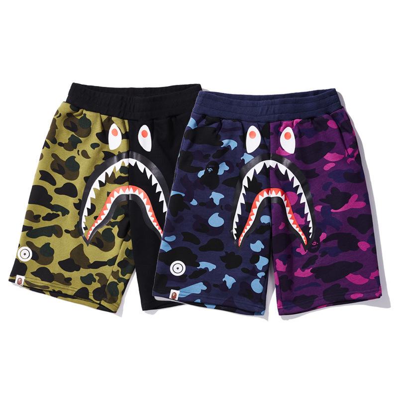 Bathing Ape Shorts Purple Patchwork Blue Men and Women Summer Camouflage Shorts Fashion Brand Casual Shorts