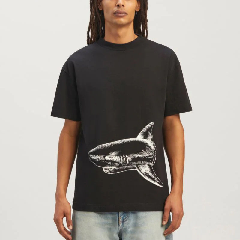 Palm Angels T-shirt Sketch Break Shark Alphabet Short Sleeve T-shirt