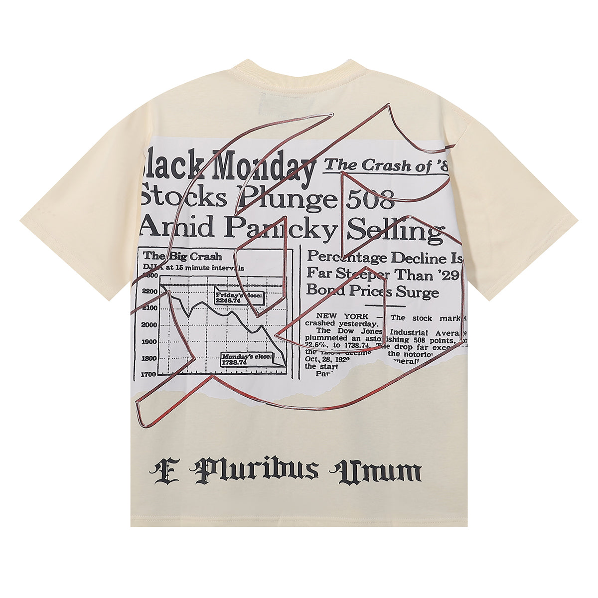 Godspeed T-shirts Newspaper Skull Printing Cotton Casual Short Sleeves Men and Women