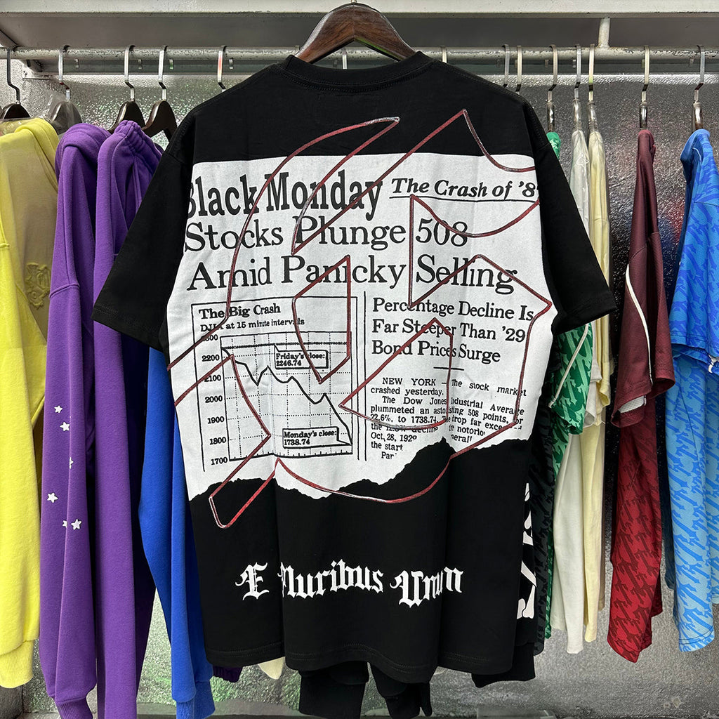 Godspeed T-shirts Newspaper Skull Printing Cotton Casual Short Sleeves Men and Women