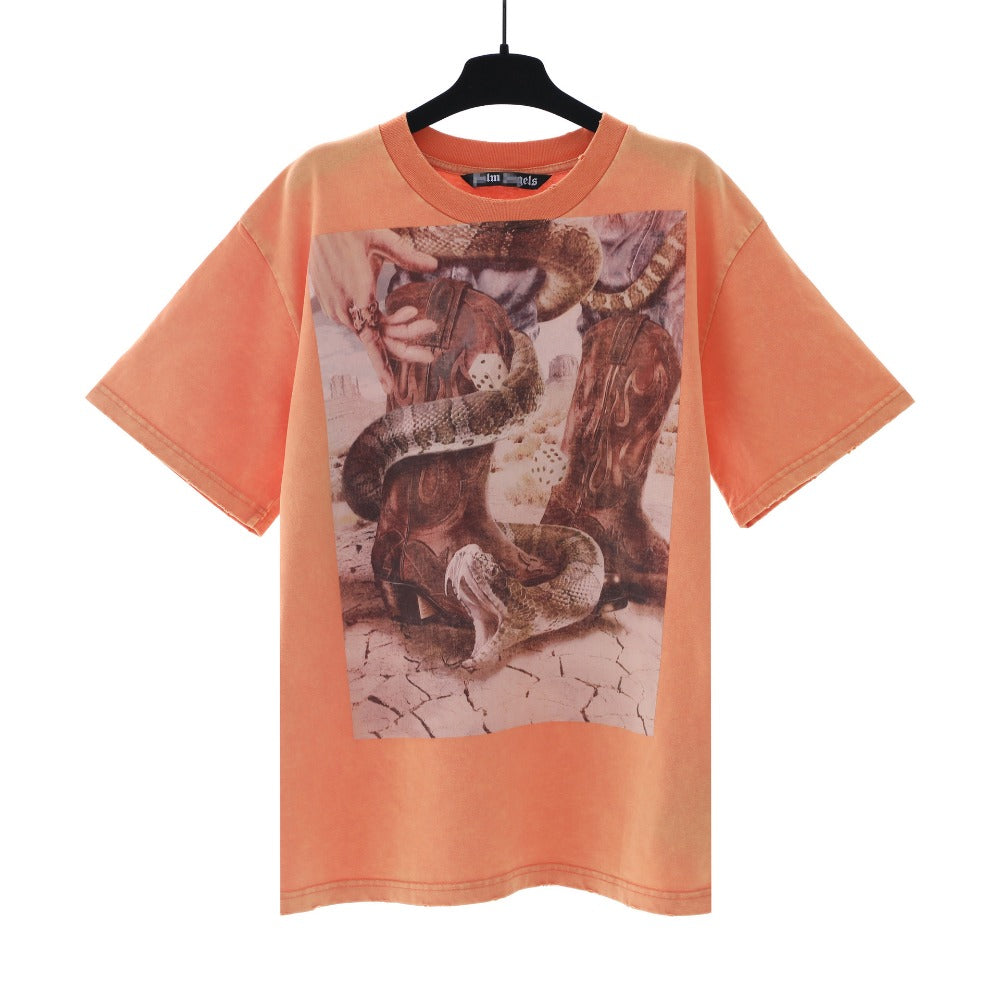 Palm Angels T-shirt Dice and Snake Print Short Sleeve T-shirt