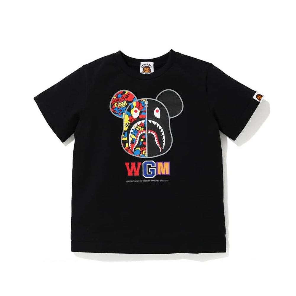 Bape Bearbrick T-Shirt Beii & Bape Classic Pattern Summer Pure Cotton Same Style For Men And Women