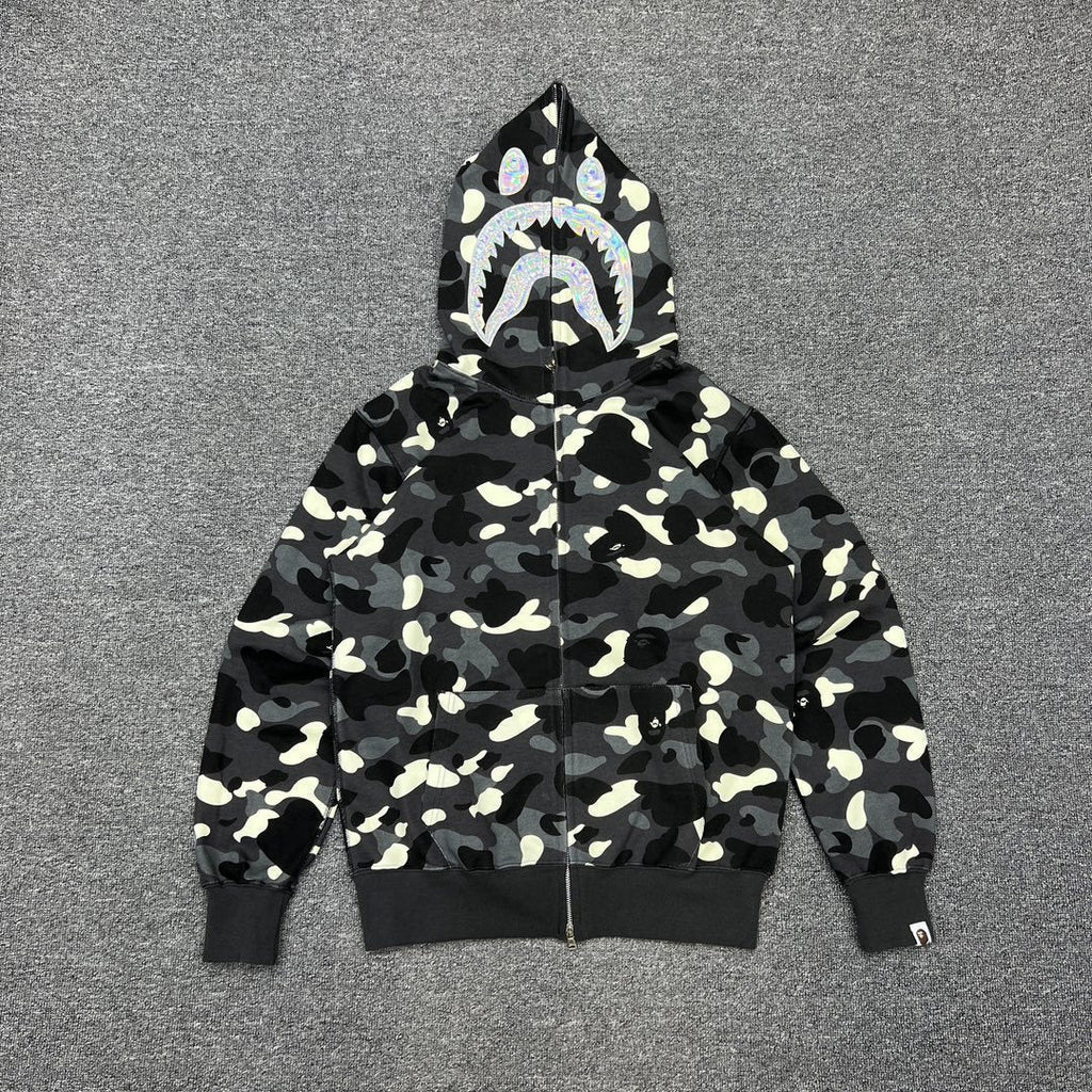Bape Hoodie Zip-Up Cardigan Iridescent Glow Hoodie