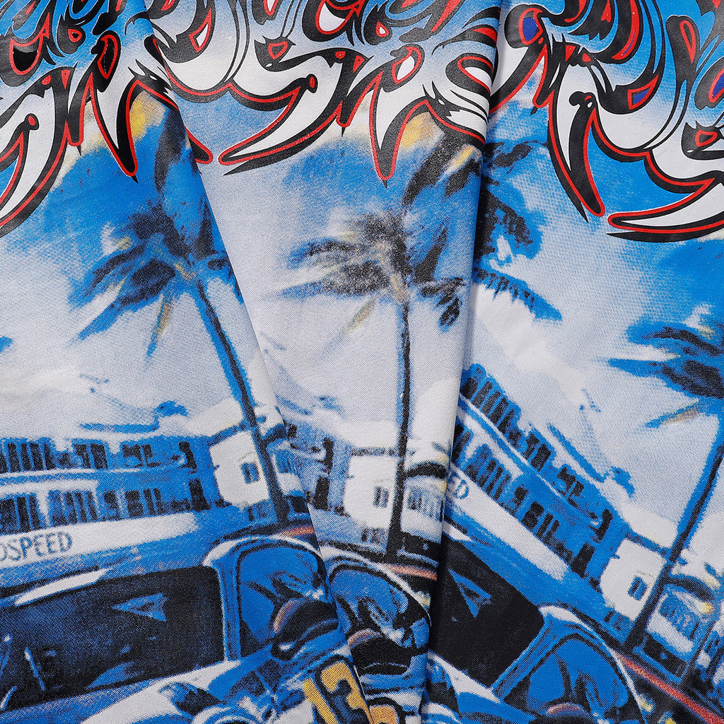 Godspeed T-shirts Supercar Beach Road Print Cotton Casual Short Sleeves Men and Women