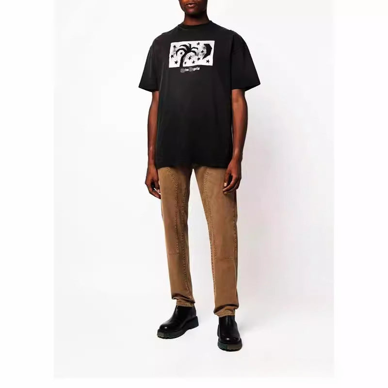 Palm Angels T-shirt Star Moon Print Short Sleeve T-shirt