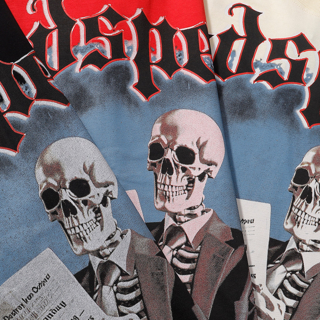 Godspeed T-shirts Newspaper Skull Printing Cotton Casual Short Sleeves Men and Women